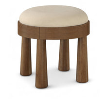 Larea Beige Linen Textured Fabric Upholstered Ottoman