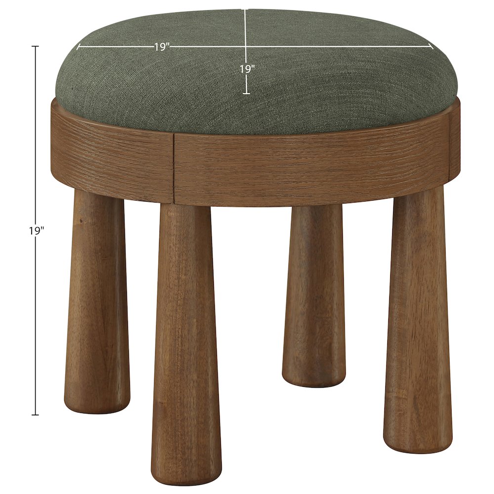 Larea Olive Linen Textured Fabric Upholstered Ottoman