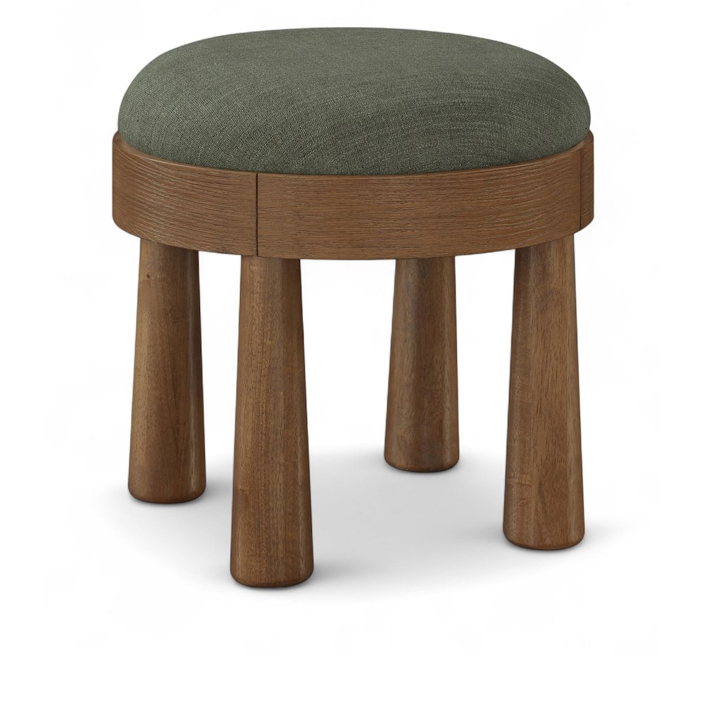 Larea Olive Linen Textured Fabric Upholstered Ottoman