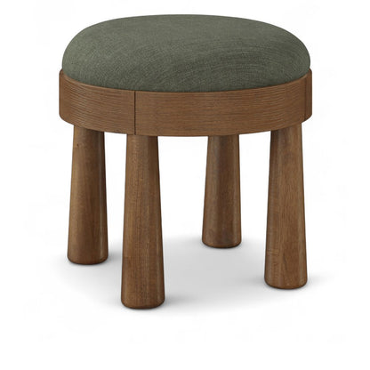 Larea Olive Linen Textured Fabric Upholstered Ottoman