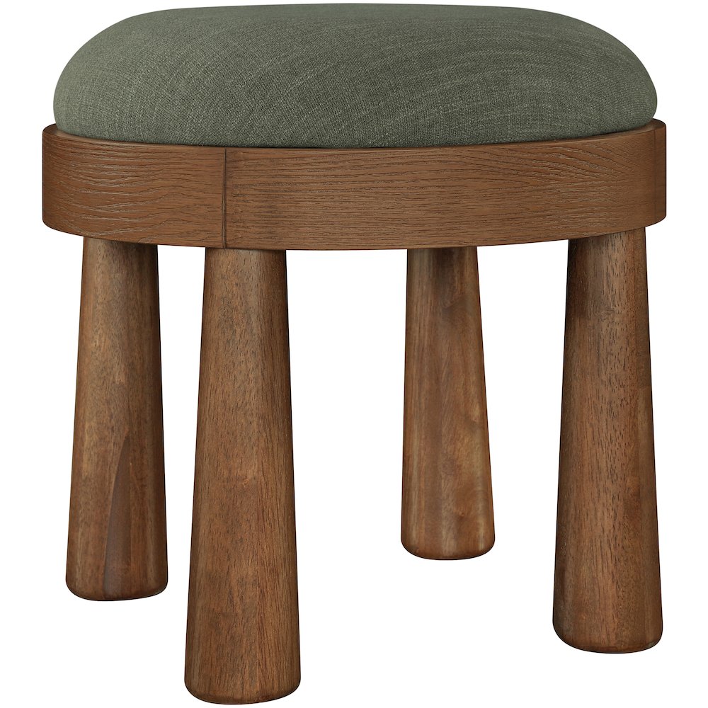 Larea Olive Linen Textured Fabric Upholstered Ottoman