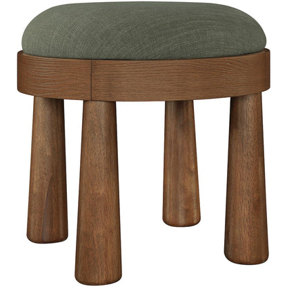 Larea Olive Linen Textured Fabric Upholstered Ottoman