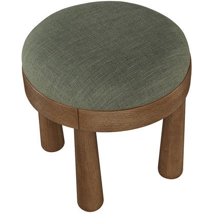 Larea Olive Linen Textured Fabric Upholstered Ottoman