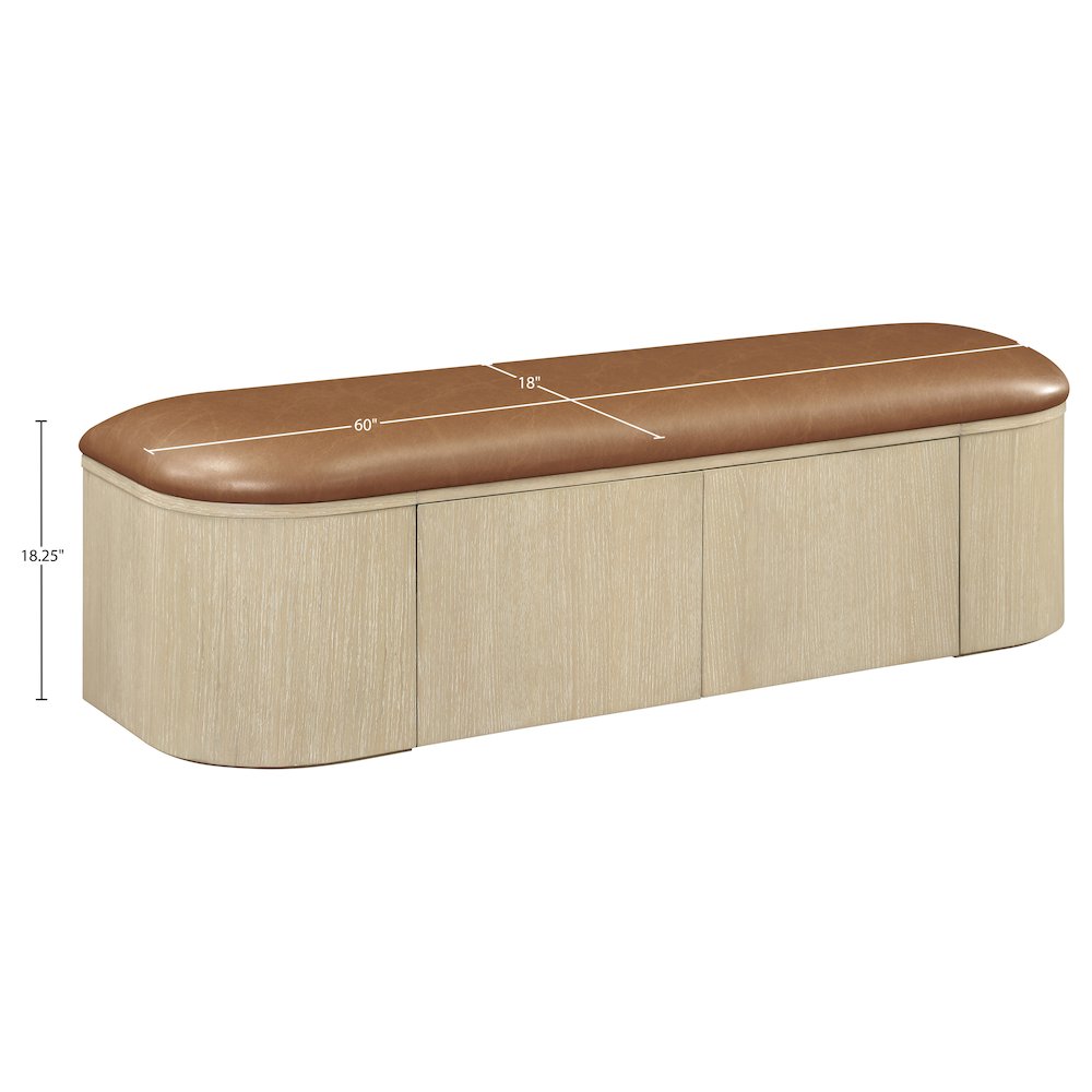 Velden Cognac Vegan Leather Upholstered Storage Bench
