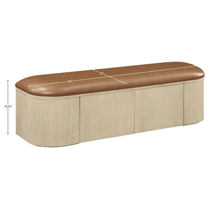 Velden Cognac Vegan Leather Upholstered Storage Bench