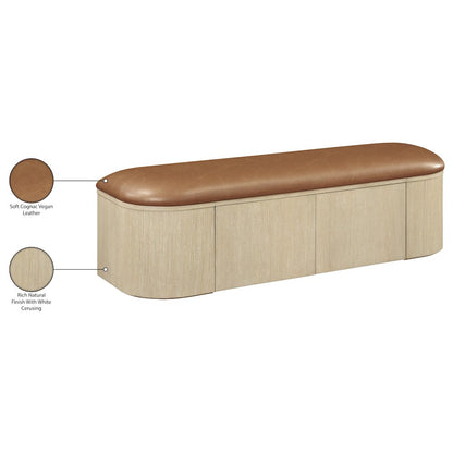 Velden Cognac Vegan Leather Upholstered Storage Bench