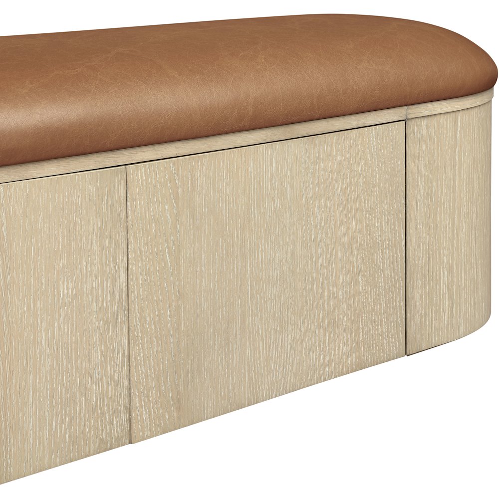 Velden Cognac Vegan Leather Upholstered Storage Bench