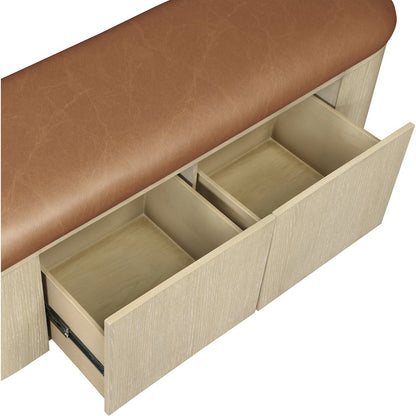Velden Cognac Vegan Leather Upholstered Storage Bench