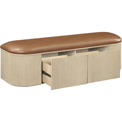 Velden Cognac Vegan Leather Upholstered Storage Bench