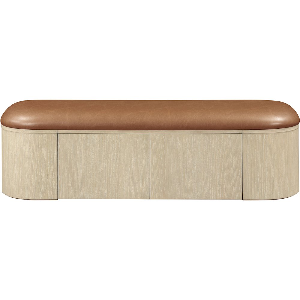 Velden Cognac Vegan Leather Upholstered Storage Bench
