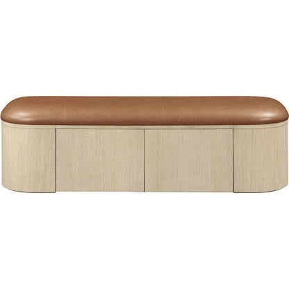 Velden Cognac Vegan Leather Upholstered Storage Bench