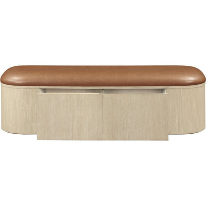 Velden Cognac Vegan Leather Upholstered Storage Bench