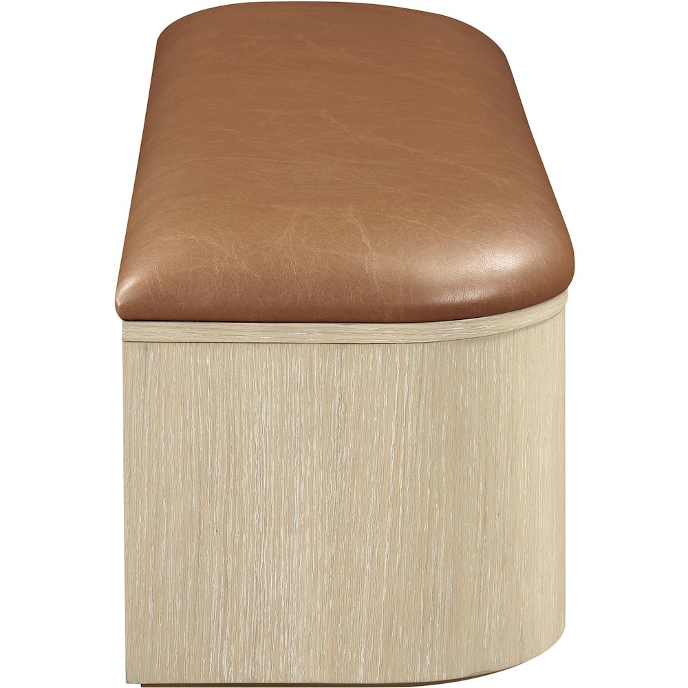 Velden Cognac Vegan Leather Upholstered Storage Bench