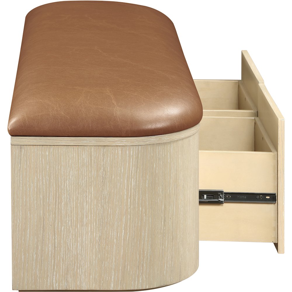 Velden Cognac Vegan Leather Upholstered Storage Bench