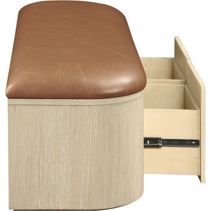 Velden Cognac Vegan Leather Upholstered Storage Bench