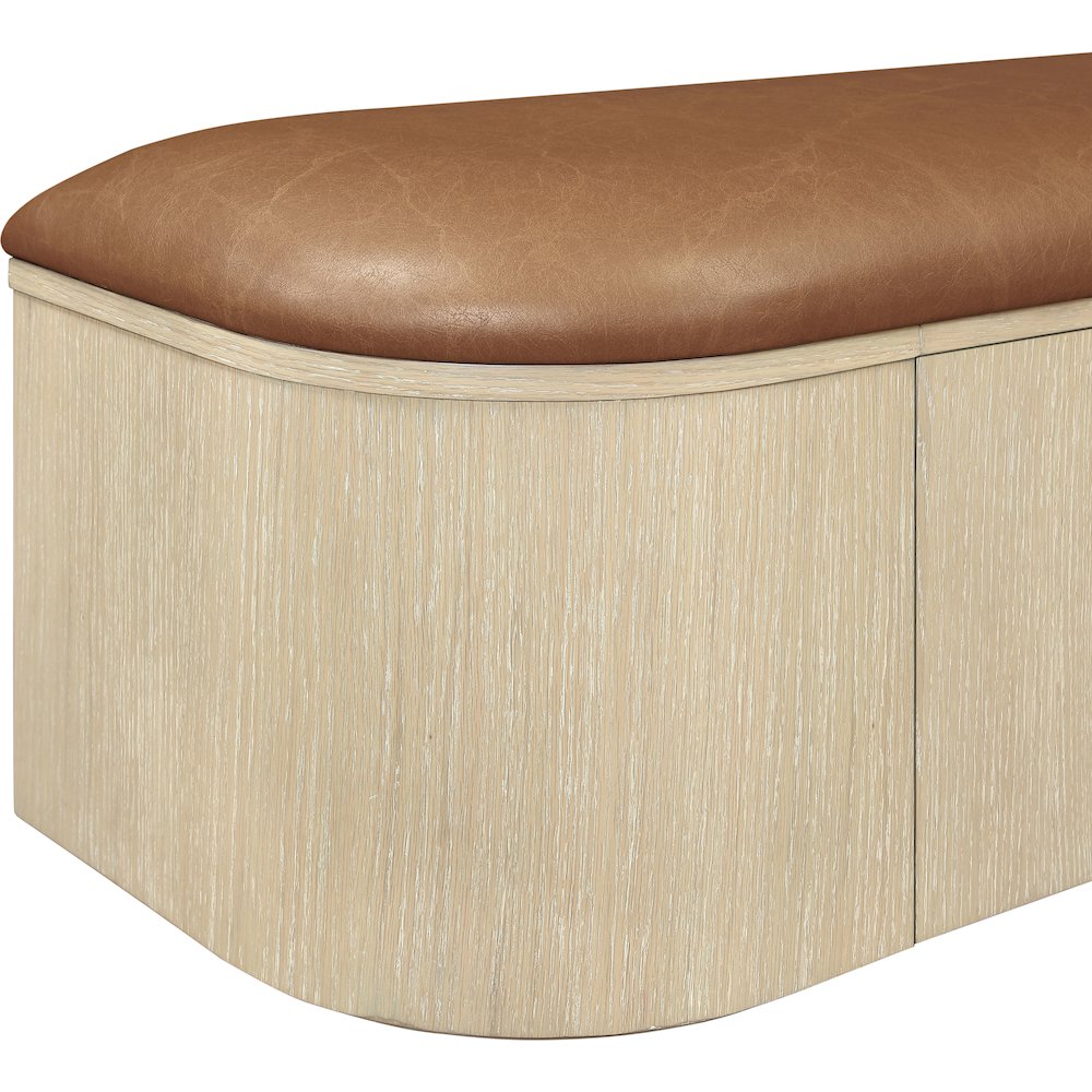 Velden Cognac Vegan Leather Upholstered Storage Bench