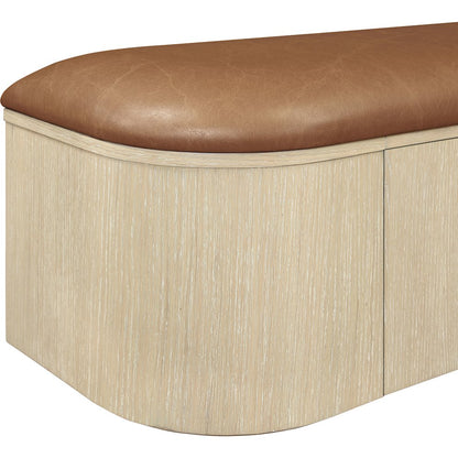 Velden Cognac Vegan Leather Upholstered Storage Bench
