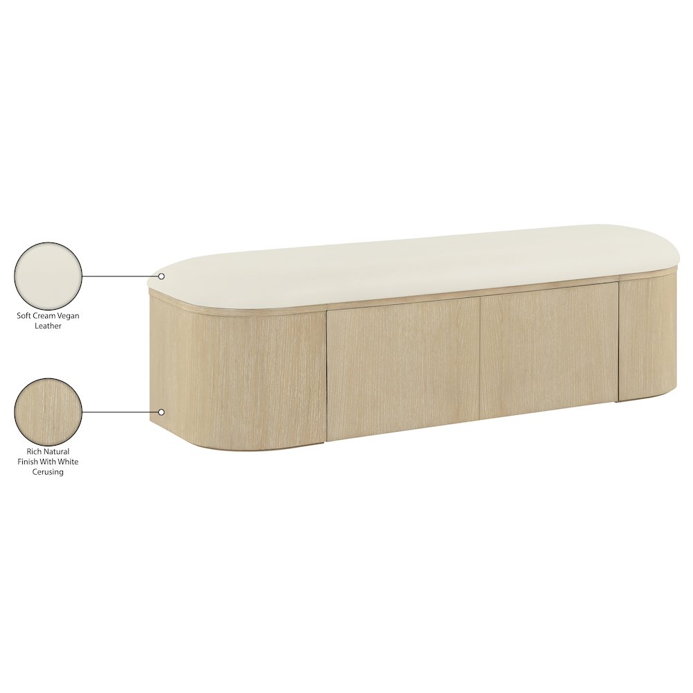 Velden Cream Vegan Leather Upholstered Storage Bench