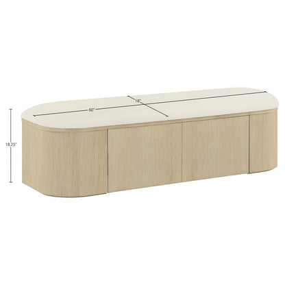 Velden Cream Vegan Leather Upholstered Storage Bench