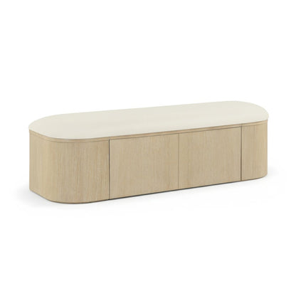 Velden Cream Vegan Leather Upholstered Storage Bench