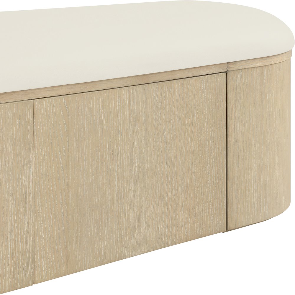 Velden Cream Vegan Leather Upholstered Storage Bench