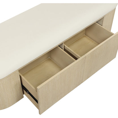 Velden Cream Vegan Leather Upholstered Storage Bench