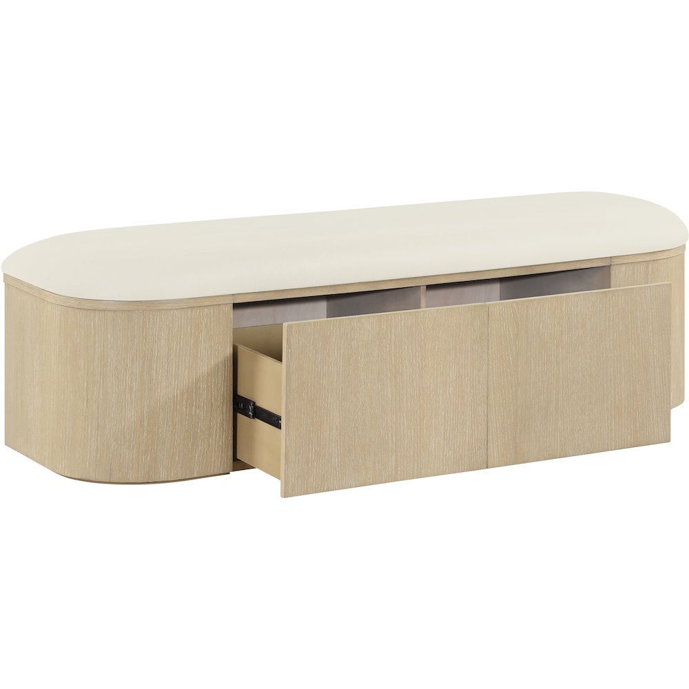 Velden Cream Vegan Leather Upholstered Storage Bench