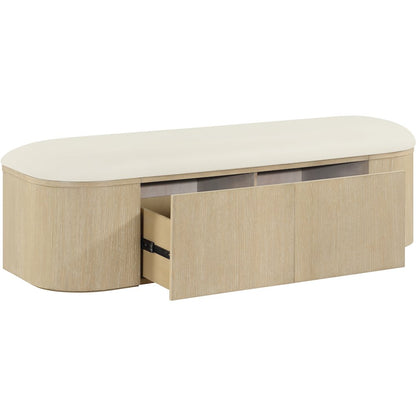 Velden Cream Vegan Leather Upholstered Storage Bench