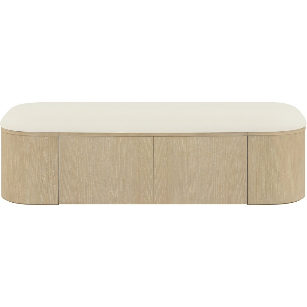 Velden Cream Vegan Leather Upholstered Storage Bench