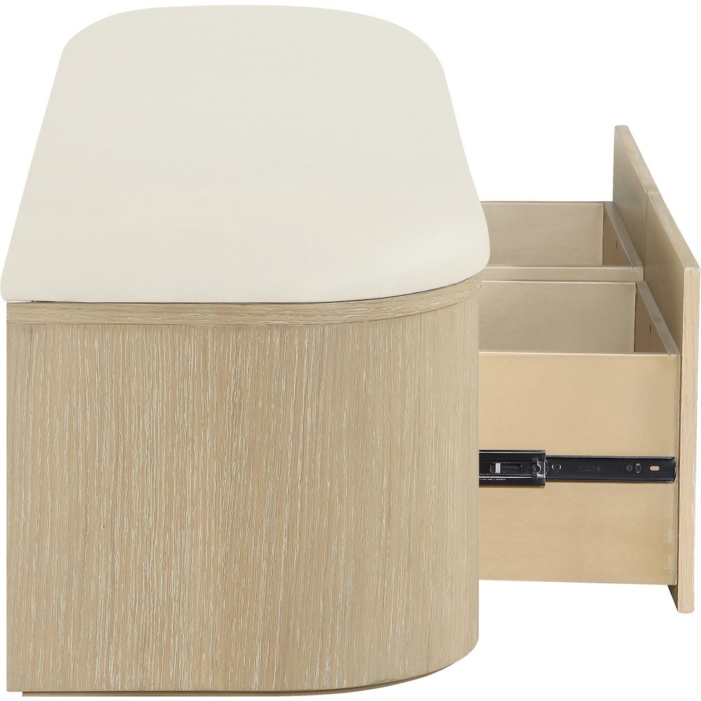 Velden Cream Vegan Leather Upholstered Storage Bench