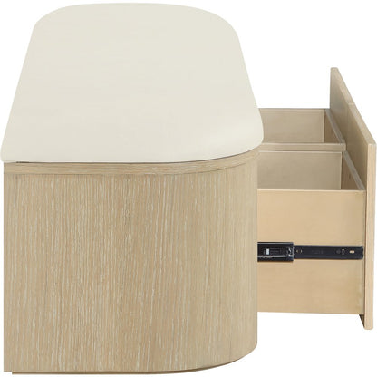 Velden Cream Vegan Leather Upholstered Storage Bench