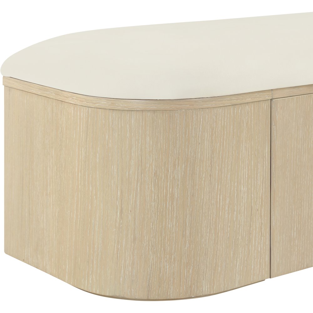 Velden Cream Vegan Leather Upholstered Storage Bench