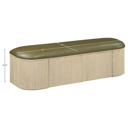 Velden Olive Vegan Leather Upholstered Storage Bench