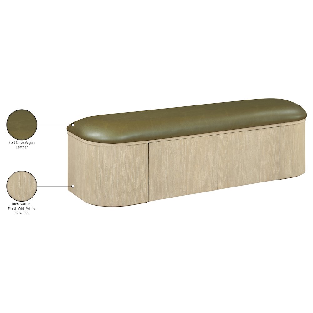 Velden Olive Vegan Leather Upholstered Storage Bench