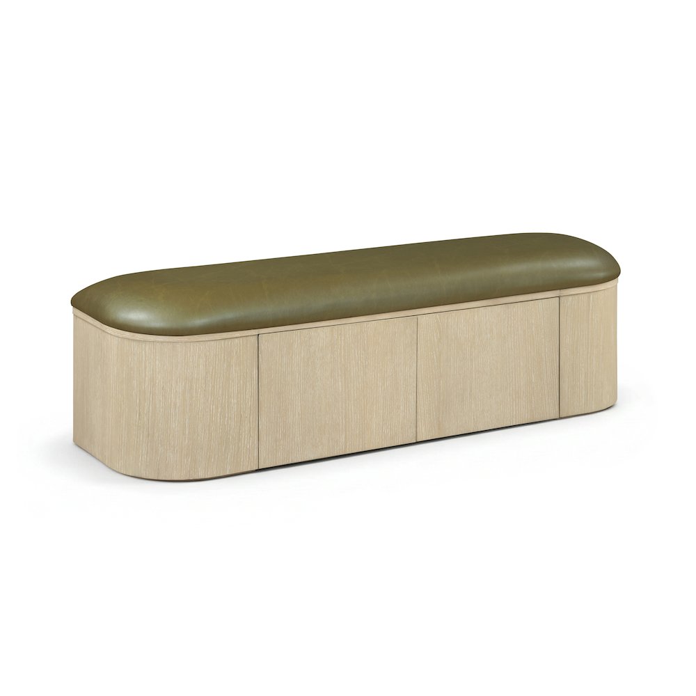 Velden Olive Vegan Leather Upholstered Storage Bench