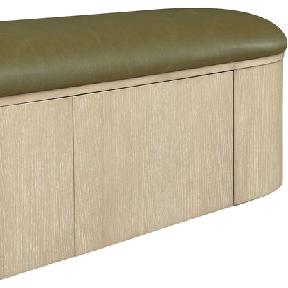 Velden Olive Vegan Leather Upholstered Storage Bench
