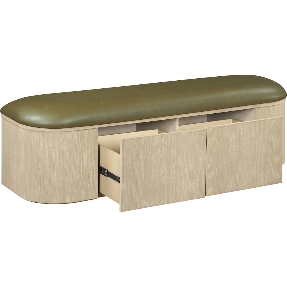 Velden Olive Vegan Leather Upholstered Storage Bench