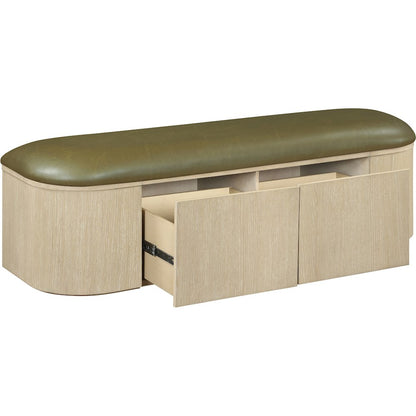 Velden Olive Vegan Leather Upholstered Storage Bench