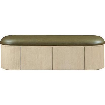 Velden Olive Vegan Leather Upholstered Storage Bench