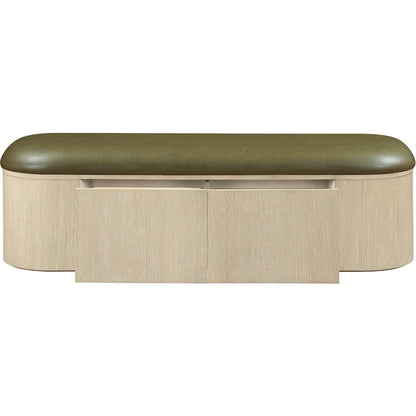 Velden Olive Vegan Leather Upholstered Storage Bench