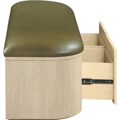 Velden Olive Vegan Leather Upholstered Storage Bench