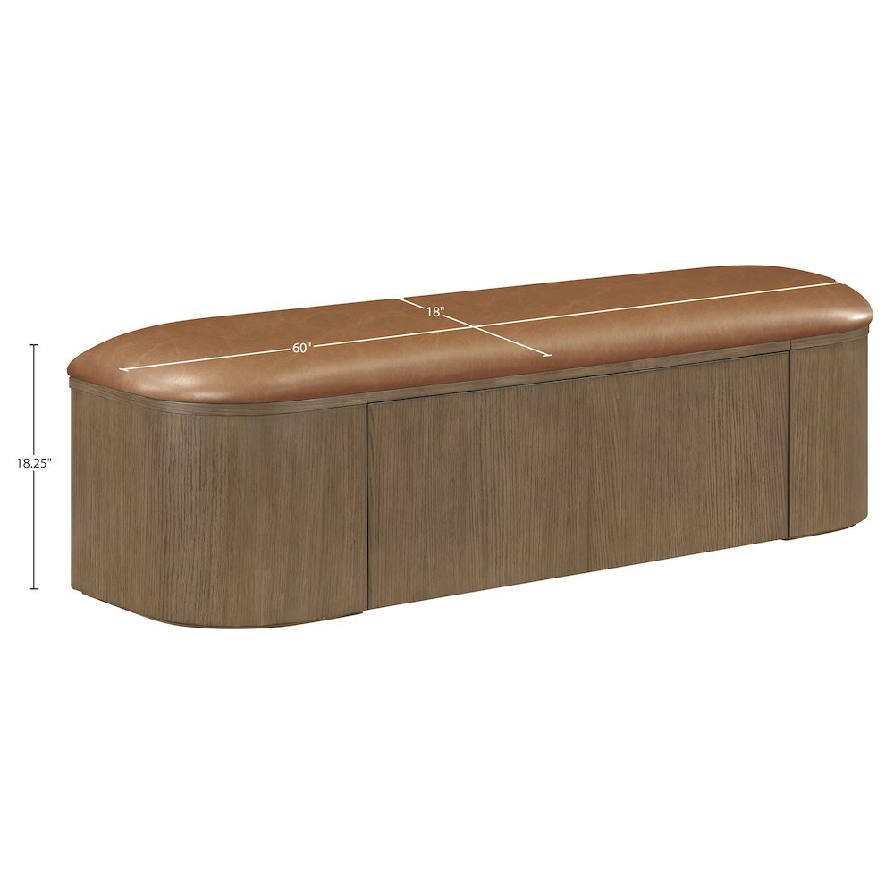 Velden Cognac Vegan Leather Upholstered Storage Bench