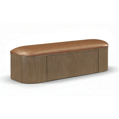 Velden Cognac Vegan Leather Upholstered Storage Bench