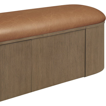 Velden Cognac Vegan Leather Upholstered Storage Bench