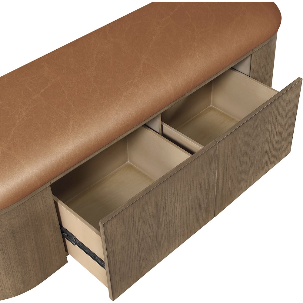 Velden Cognac Vegan Leather Upholstered Storage Bench