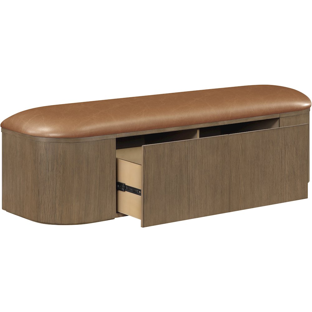 Velden Cognac Vegan Leather Upholstered Storage Bench