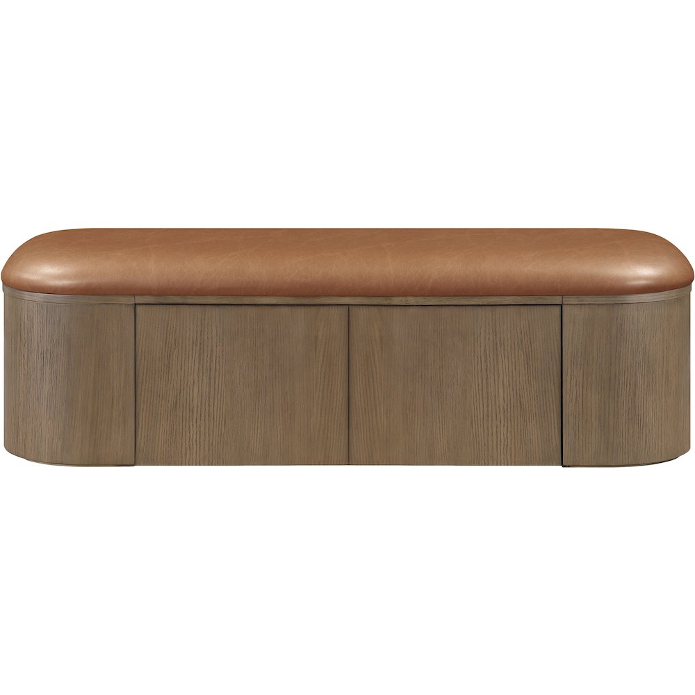 Velden Cognac Vegan Leather Upholstered Storage Bench