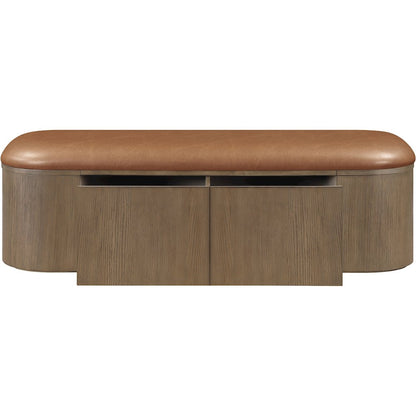 Velden Cognac Vegan Leather Upholstered Storage Bench