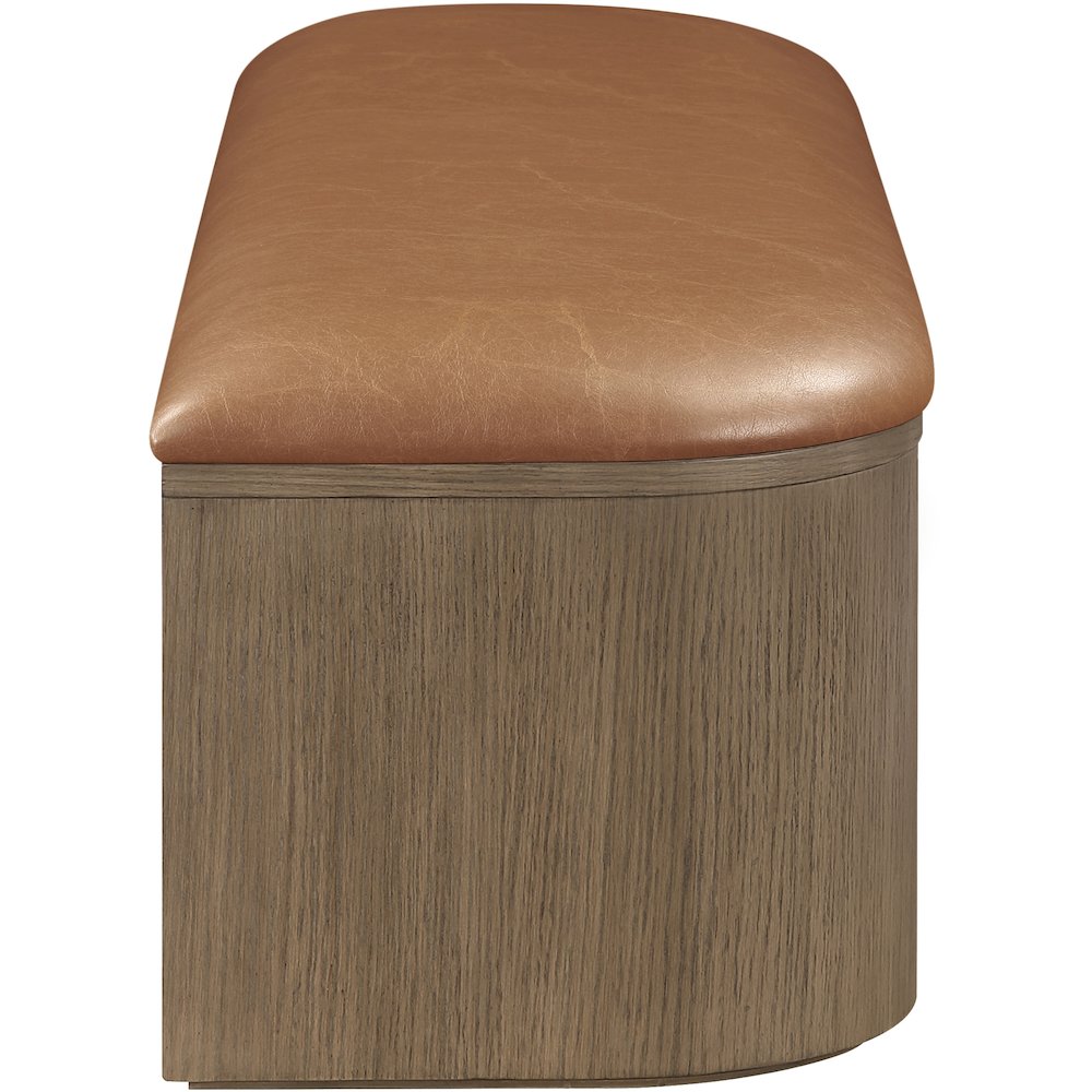 Velden Cognac Vegan Leather Upholstered Storage Bench