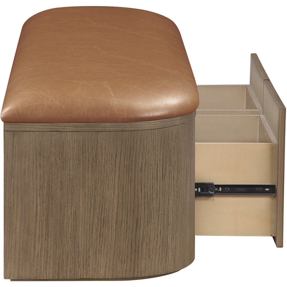 Velden Cognac Vegan Leather Upholstered Storage Bench